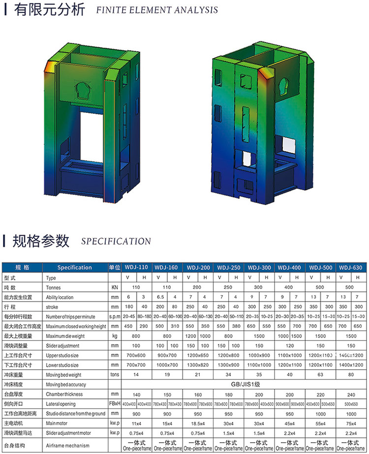 WDJ闭式单点精密冲床参数